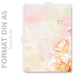ROSENBLÜTEN Briefpapier Rosenmotiv CLASSIC 100 Blatt Briefpapier, DIN A5 (210x148 mm), A5C-121-100