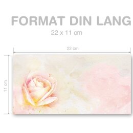 PÉTALES DE ROSE Briefumschläge Motif rose CLASSIC 10 enveloppes (sans fenêtre), DIN LANG (220x110 mm), DLOF-8332-10