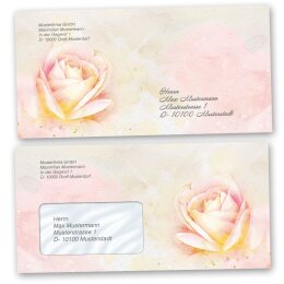 Briefumschläge Blumen & Blüten, ROSENBLÜTEN 50 Briefumschläge (ohne Fenster) - DIN LANG (220x110 mm) | selbstklebend | Online bestellen! | Paper-Media