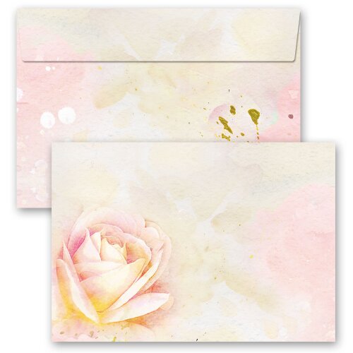 Briefumschläge ROSENBLÜTEN - 10 Stück C6 (ohne Fenster) Blumen & Blüten, Rosenmotiv, Paper-Media
