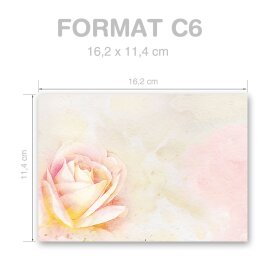 Briefumschläge Blumen & Blüten, ROSENBLÜTEN 10 Briefumschläge - DIN C6 (162x114 mm) | selbstklebend | Online bestellen! | Paper-Media