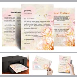 10 buste da lettera decorate ROSA DI FIORE - C6 (senza finestra)