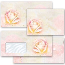 10 patterned envelopes ROSE BLOSSOMS in C6 format (windowless)