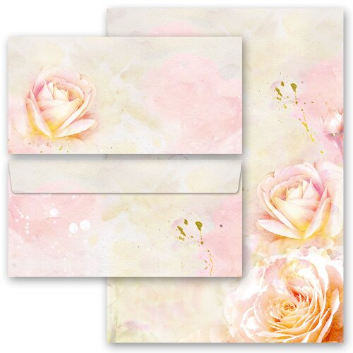 100-pc. Complete Motif Letter Paper-Set ROSE BLOSSOMS Flowers & Petals, Rose motif, Paper-Media