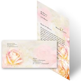 Briefpapier Set ROSENBLÜTEN - 100-tlg. DL (ohne Fenster)