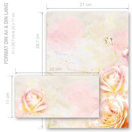 200-pc. Complete Motif Letter Paper-Set ROSE BLOSSOMS