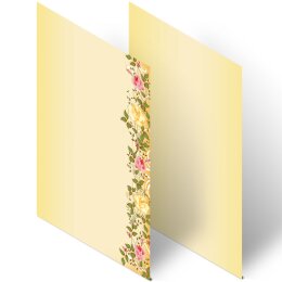 50 fogli di carta da lettera decorati ROSE VITICCIO DIN A4