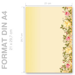 Papel de carta ENREDADERAS DE ROSE - 100 Hojas formato DIN A4