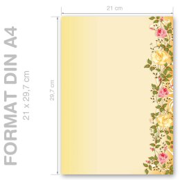Motif Letter Paper! ROSES TENDRILS 100 sheets DIN A4