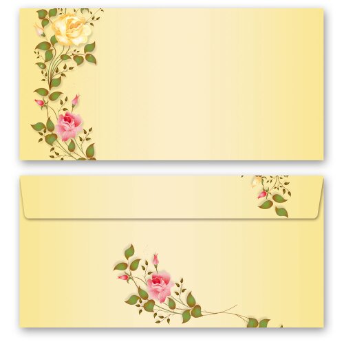 50 patterned envelopes ROSES TENDRILS in standard DIN long format (windowless)