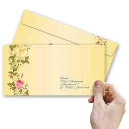 50 patterned envelopes ROSES TENDRILS in standard DIN long format (windowless)