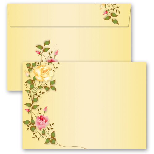 10 patterned envelopes ROSES TENDRILS in C6 format (windowless)