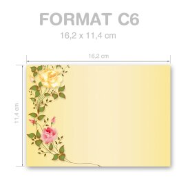 10 enveloppes à motifs au format C6 - VRILLES DE ROSES (sans fenêtre)