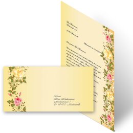 20-pc. Complete Motif Letter Paper-Set ROSES TENDRILS