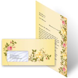 200-pc. Complete Motif Letter Paper-Set ROSES TENDRILS