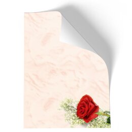 Papeterie-motif ROSE ROUGE | Fleurs & Pétales, Amour & Mariage | Papeterie de haute qualité DIN A4 - 20 feuilles | 90 g/m ² | Imprimé dun côté | commander en ligne! | Paper-Media