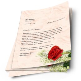 Briefpapier ROTE ROSE - DIN A4 Format 50 Blatt