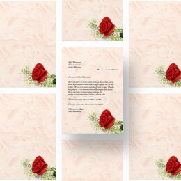 Briefpapier ROTE ROSE - DIN A4 Format 50 Blatt