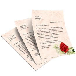 Briefpapier ROTE ROSE - DIN A5 Format 50 Blatt