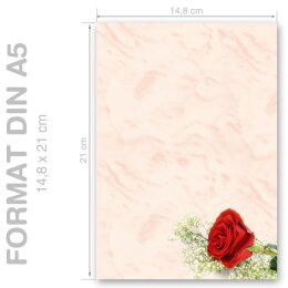 ROSA ROSSA Briefpapier Motivo rosa CLASSIC 50 fogli di cancelleria, DIN A5 (148x210 mm), A5C-145-50