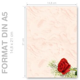 RED ROSE Briefpapier Rose motif CLASSIC 100 sheets, DIN A5 (148x210 mm), A5C-145-100