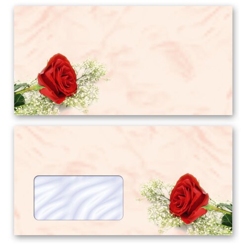 Motif de fleurs, Enveloppes de motif Fleurs & Pétales, Amour & Mariage, ROSE ROUGE  - DIN LONG & DIN C6 | Motifs uniques de différentes catégories - Commander en ligne! | Paper-Media