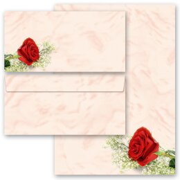 20-pc. Complete Motif Letter Paper-Set RED ROSE Flowers...