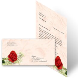 20-pc. Complete Motif Letter Paper-Set RED ROSE