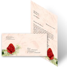 Briefpapier Set ROTE ROSE - 200-tlg. DL (ohne Fenster)