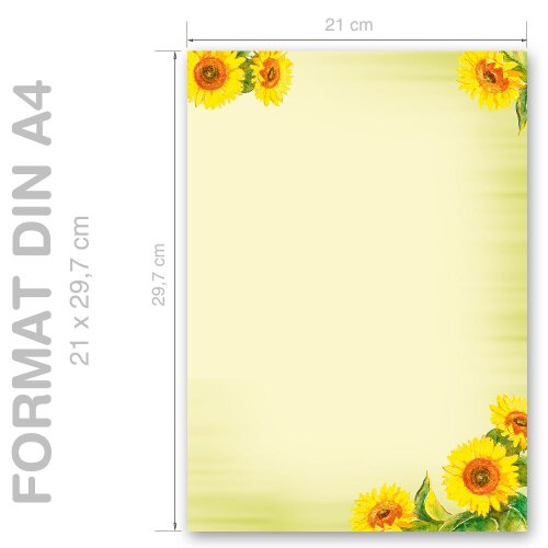 SUNFLOWERS Briefpapier Blumenmotiv "CLASSIC" 50 Blatt Briefpapier, DIN A4 (210x297 mm), A4C-8235-50