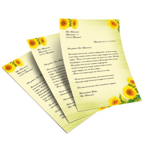 Briefpapier SUNFLOWERS - DIN A4 Format 250 Blatt