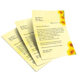 50 fogli di carta da lettera decorati GIRASOLI DIN A5