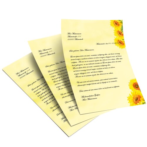Briefpapier SUNFLOWERS - DIN A5 Format 250 Blatt