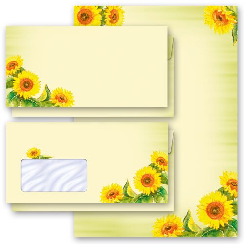 Papier à lettres et enveloppes Sets TOURNESOLS Fleurs & Pétales, Motif d'été, Paper-Media