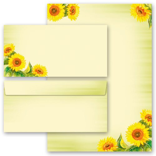 20-pc. Complete Motif Letter Paper-Set SUNFLOWERS Flowers & Petals, Summer motif, Paper-Media
