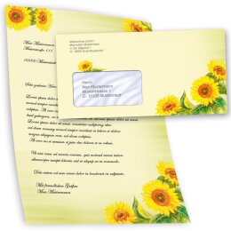 40-pc. Complete Motif Letter Paper-Set SUNFLOWERS