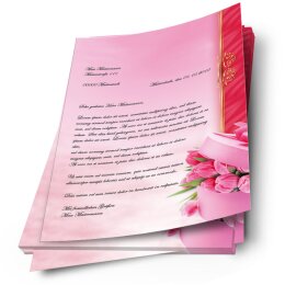 20 fogli di carta da lettera decorati TULIPANI-BOX DIN A4