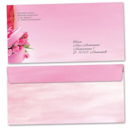 10 patterned envelopes TULIPS-BOX in standard DIN long format (windowless)