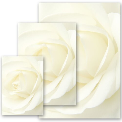 ROSE BLANCHE Briefpapier Motif rose CLASSIC , DIN A4, DIN A5 & DIN A6, MBC-8007