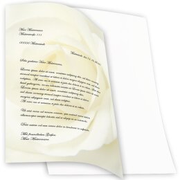20 fogli di carta da lettera decorati Fiori & Petali, Amore & Matrimonio ROSA BIANCA DIN A4 - Paper-Media