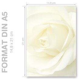WEISSE ROSE Briefpapier Rosenmotiv CLASSIC 50 Blatt Briefpapier, DIN A5 (148x210 mm), A5C-048-50