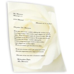 Briefpapier WEISSE ROSE - DIN A5 Format 50 Blatt