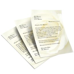 Papel de carta Flores & Pétalos, Amor & Boda ROSA BLANCA - 50 Hojas formato DIN A5 - Paper-Media