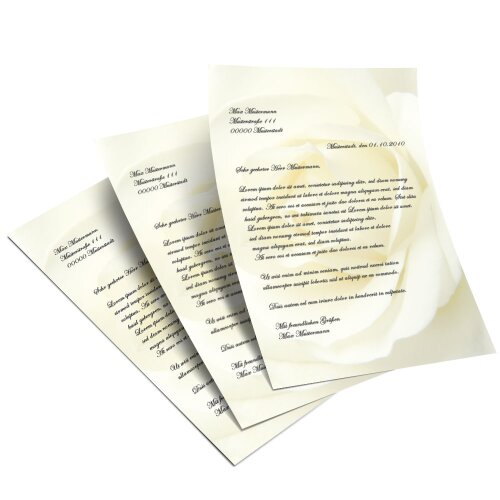 Briefpapier WEISSE ROSE - DIN A5 Format 250 Blatt