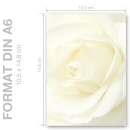 WHITE ROSE Briefpapier Flowers motif CLASSIC 100 sheets, DIN A6 (105x148 mm), A6C-673-100