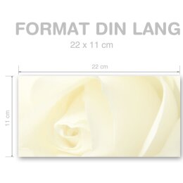 WEISSE ROSE Briefumschläge Rosen CLASSIC 50 Briefumschläge (ohne Fenster), DIN LANG (220x110 mm), DLOF-8007-50