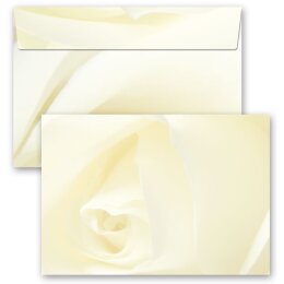 10 patterned envelopes WHITE ROSE in C6 format (windowless) Flowers & Petals, Love & Wedding, Flowers motif, Paper-Media