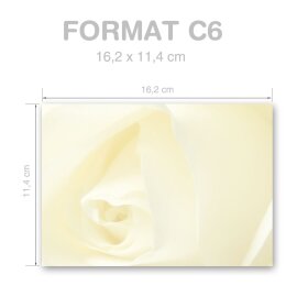 25 sobres estampados ROSA BLANCA - Formato: C6 (sin ventana)