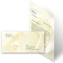 40-pc. Complete Motif Letter Paper-Set WHITE ROSE