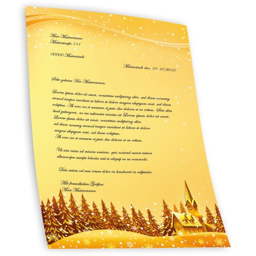 gelbe Sterne Weihnachten Set Motivpapier Briefpapier 50 Blatt A4 50 Kuverts 